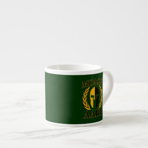 Molon Labe Spartan Mask Laurels on Green Espresso Cup