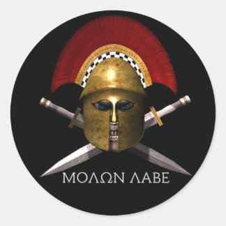 Molon Labe Spartan Skull Classic Round Sticker