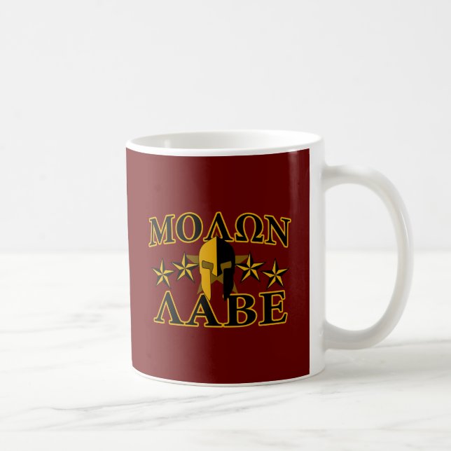 Molon Labe Spartan Warrior 5 stars Burgundy Coffee Mug (Right)