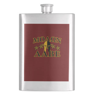 Molon Labe Spartan Warrior 5 stars Burgundy Hip Flask