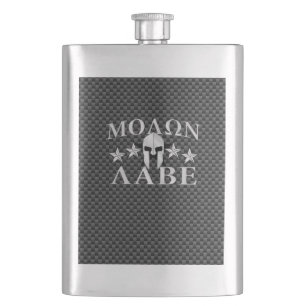 Molon Labe Spartan Warrior 5 stars Carbon Hip Flask