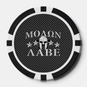 Molon Labe Spartan Warrior 5 stars Carbon Poker Chips