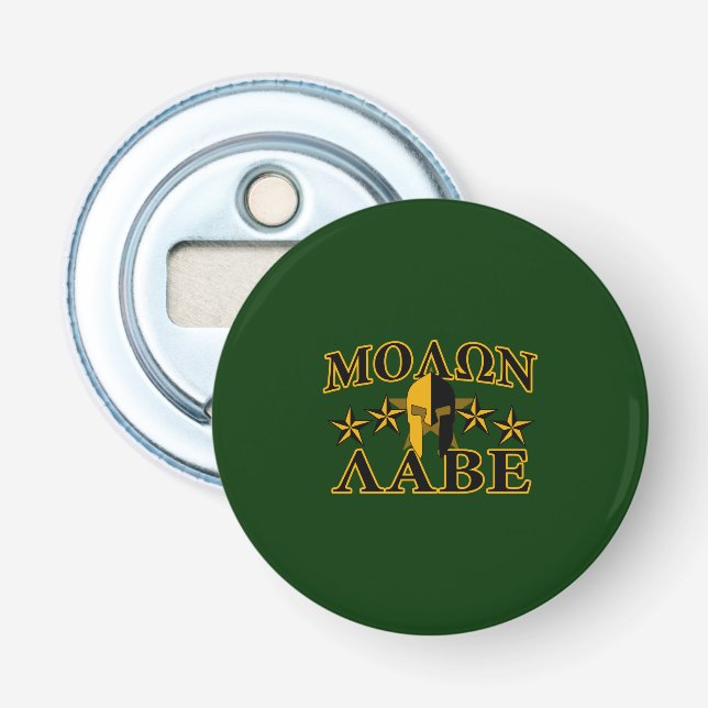 Molon Labe Spartan Warrior 5 stars green Bottle Opener (Front)