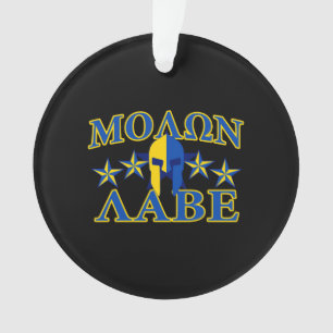 Molon Labe Spartan Warrior 5 stars Yellow Blue Ornament