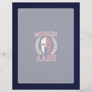 Molon Labe Spartan Warrior Blue Carbon Fibre Print