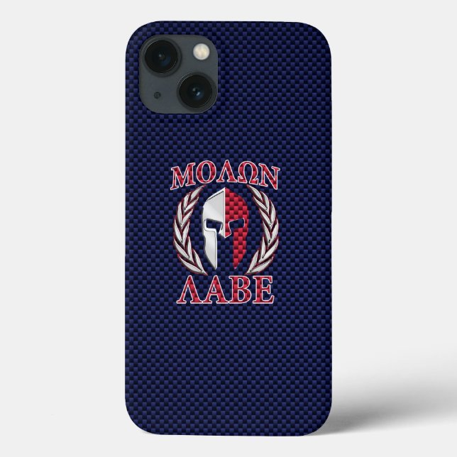 Molon Labe Spartan Warrior Blue Carbon Fibre Print Case-Mate iPhone Case (Back)