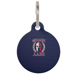 Molon Labe Spartan Warrior Carbon Fibre Chrome Pet Tag