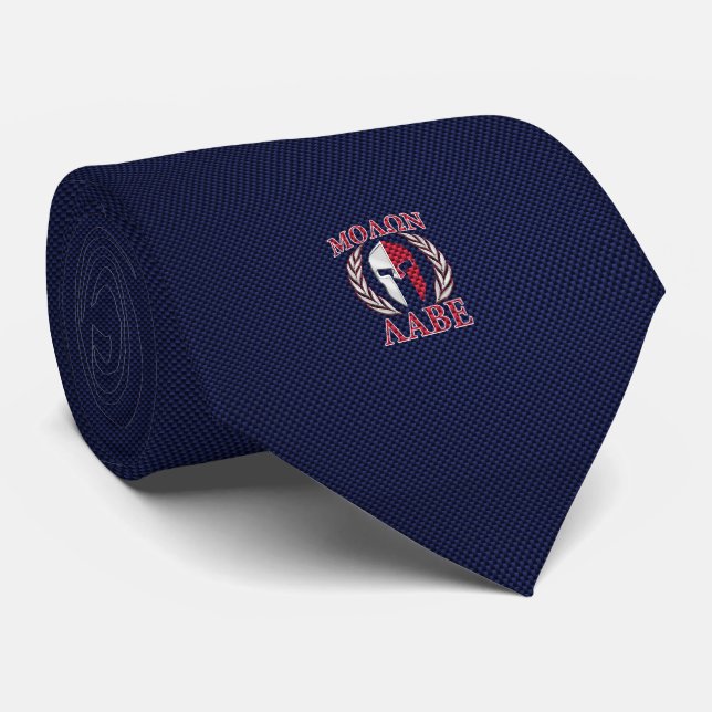 Molon Labe Spartan Warrior Carbon Fibre Print Tie (Rolled)