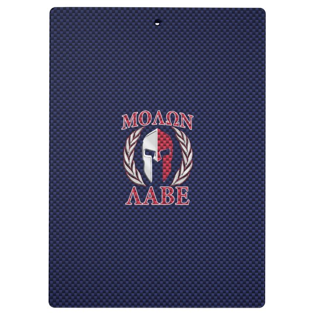 Molon Labe Spartan Warrior Carbon Fibre Style Clipboard (Back)