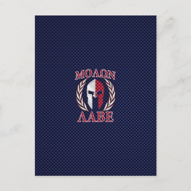 Molon Labe Spartan Warrior Carbon Fibre Style Postcard (Front)