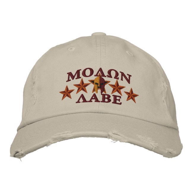 Molon Labe Spartan Warrior Five Stars Embroidered Hat (Front)