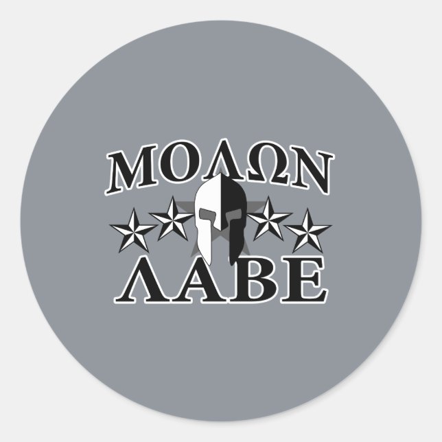 Molon Labe Spartan Warrior Helmet 5 stars B&W Classic Round Sticker (Front)