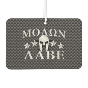 Molon Labe Spartan Warrior Helmet 5 stars Carbon Car Air Freshener