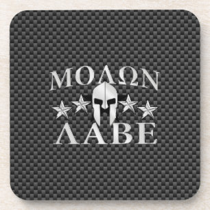 Molon Labe Spartan Warrior Helmet 5 stars Carbon Coaster