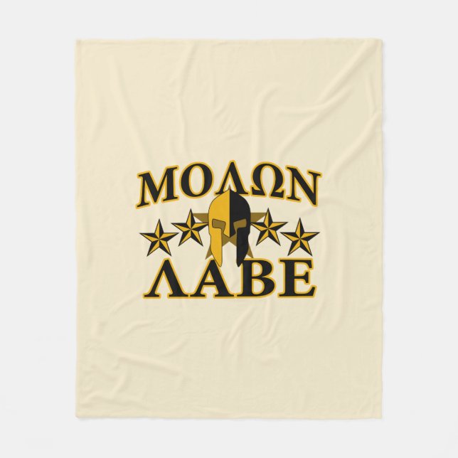 Molon Labe Spartan Warrior Helmet 5 stars Golden Fleece Blanket (Front)