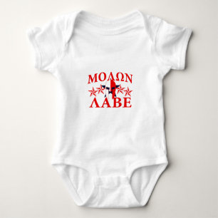 Molon Labe Spartan Warrior Helmet 5 stars Patriot Baby Bodysuit