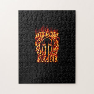 Molon Labe Spartan Warrior in Flames Jigsaw Puzzle