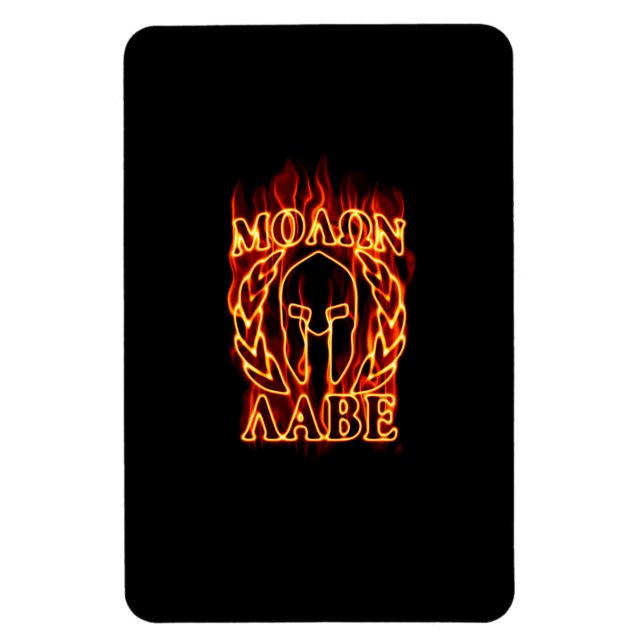 Molon Labe Spartan Warrior in Flames Magnet (Vertical)