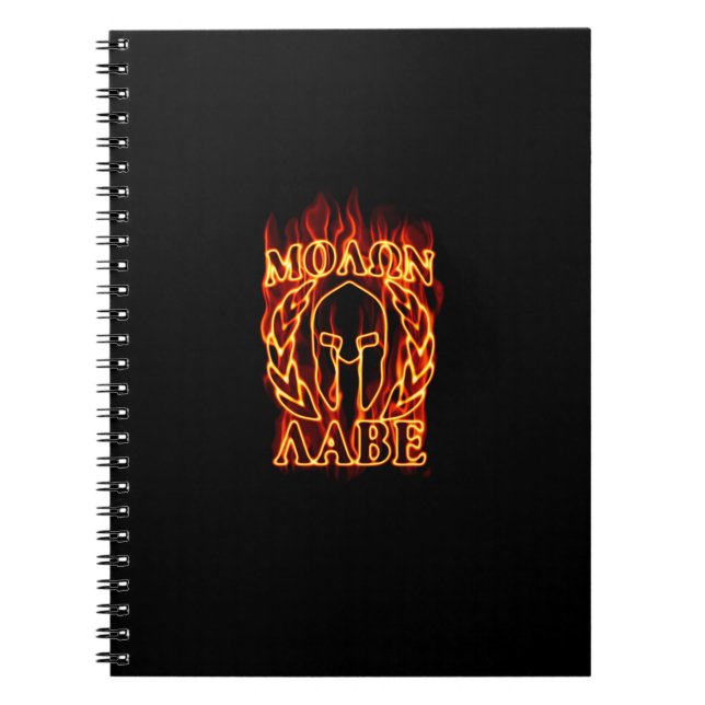 Molon Labe Spartan Warrior in Flames Notebook (Front)
