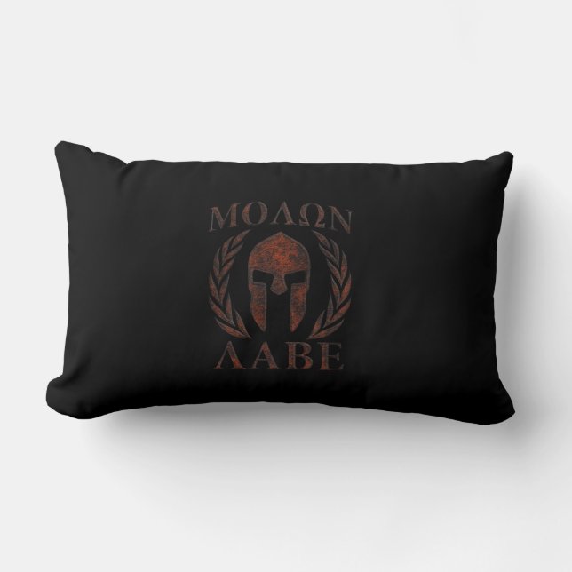 Molon Labe Spartan Warrior Iron Laurels Mask Lumbar Cushion (Front)