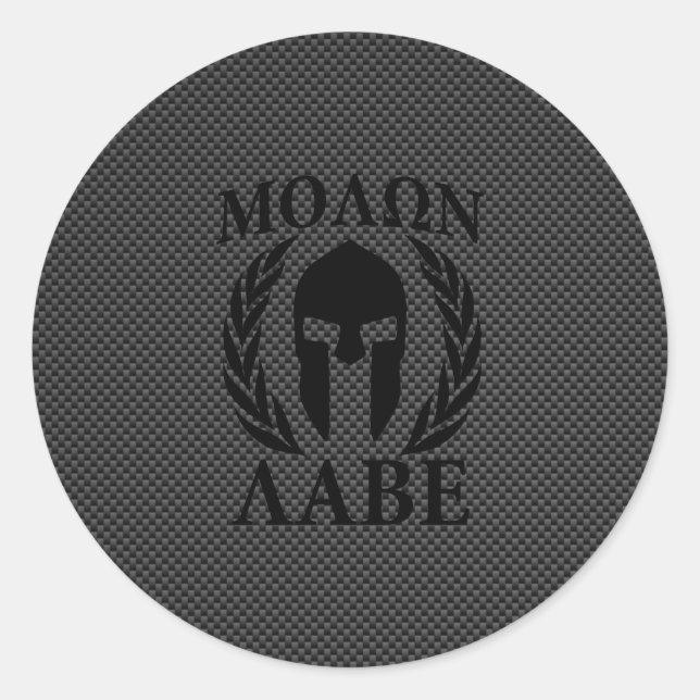 Molon Labe Spartan Warrior Laurels Carbon Decor Classic Round Sticker (Front)
