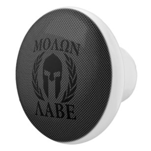 Molon Labe Spartan Warrior Laurels Carbon Style Ceramic Knob