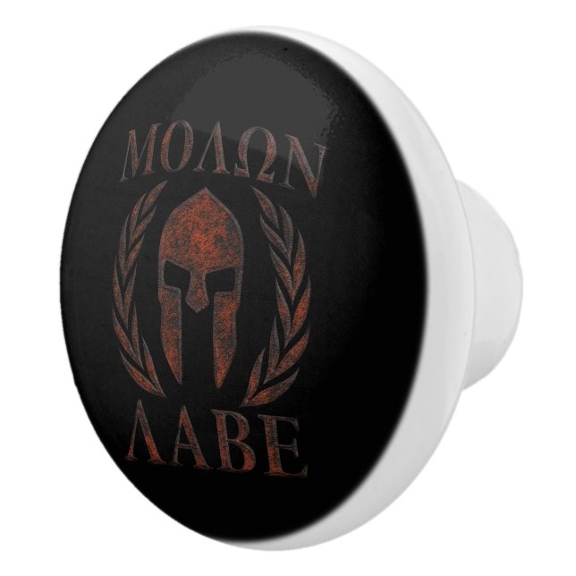 Molon Labe Spartan Warrior Laurels Ceramic Knob (Right)