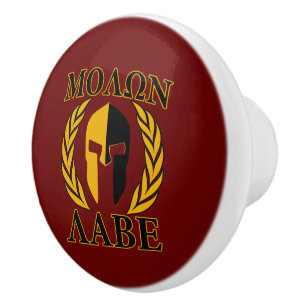 Molon Labe Spartan Warrior Laurels Ceramic Knob