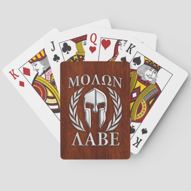 Molon Labe Spartan Warrior Laurels Chro Wood Print Playing Cards (Back)
