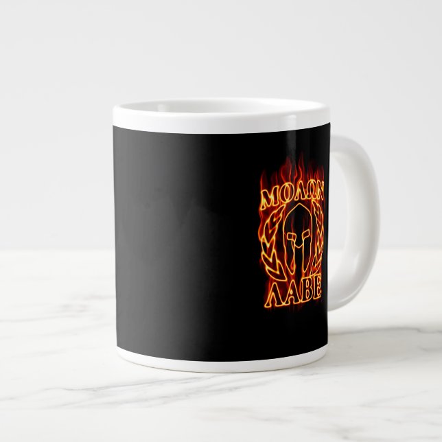 Molon Labe Spartan Warrior Laurels on Fire Large Coffee Mug (Front Right)