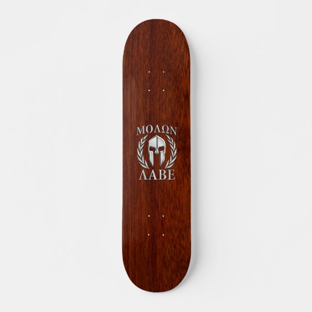 Molon Labe Spartan Warrior Laurels Wood Decor Skateboard (Front)