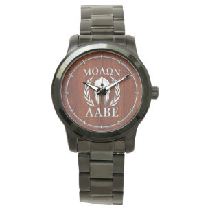 Molon Labe Spartan Warrior Laurels Wood Decor Watch
