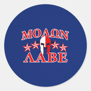 Molon Labe Spartan Warrior Mask 5 stars Patriot Classic Round Sticker