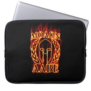 Molon Labe Spartan Warrior on Fire Laptop Sleeve