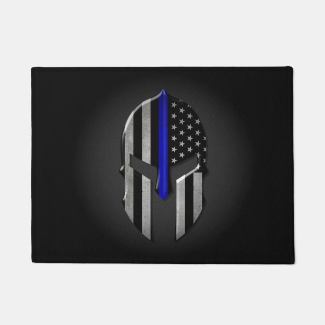 Molon Labe Thin Blue Line Doormat (Front)