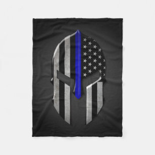 Molon Labe Thin Blue Line Fleece Blanket