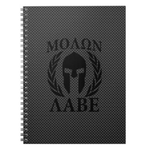 Molon Labe Warrior Laurels on Black Carbon Notebook