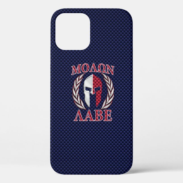 Molon Labe Warrior Mask Blue Carbon Fibre Decor Case-Mate iPhone Case (Back)