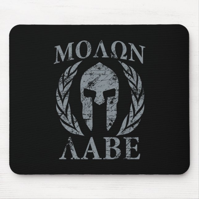Molon Labe Warrior Mask Laurels on Black Mouse Pad (Front)