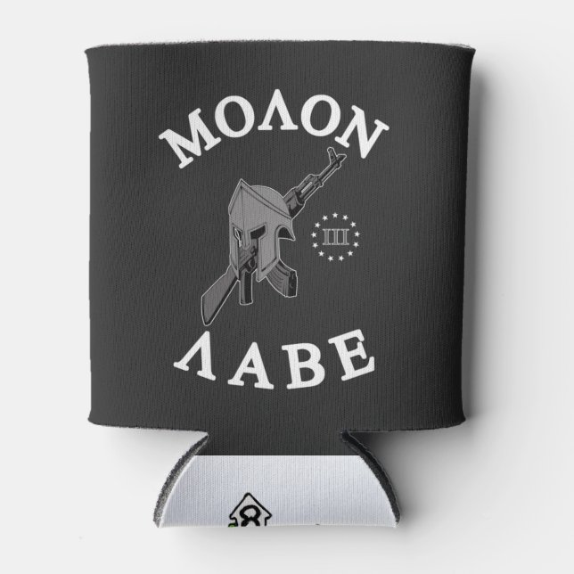 Molon Labe with AK-47  Can Cooler (Front)