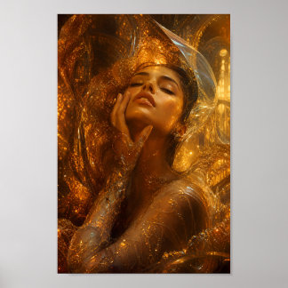 Molten Amber Reverie Portrait Art Poster