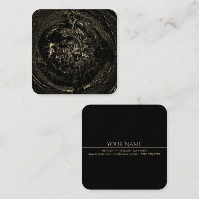 MOLTEN Black Tan Metalsmith Square Business Card (Front/Back)