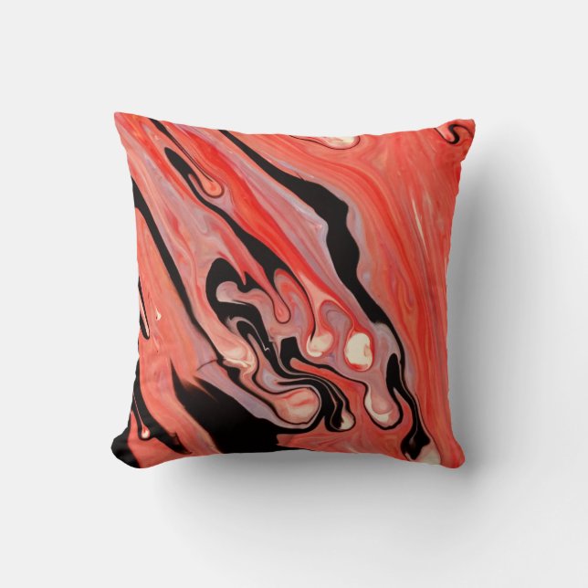 Molten Crimson & Black Fluid Cushion (Front)