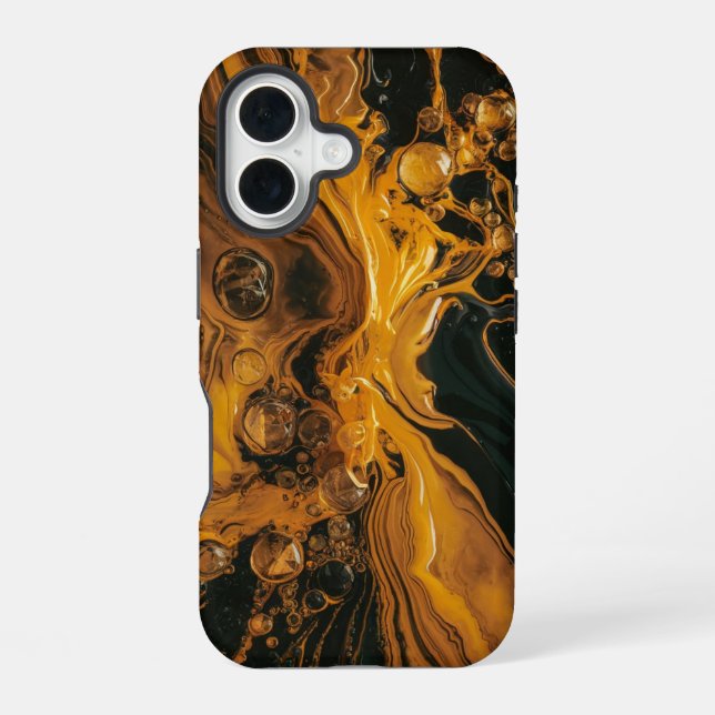 Molten Gold Abstract iPhone 16 Case (Back)
