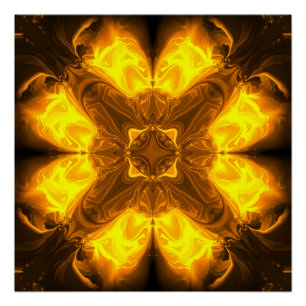 Molten Gold Solar Fractal Art Poster