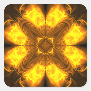 Molten Gold Solar Fractal Art Square Sticker
