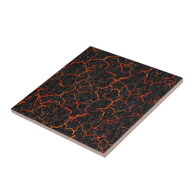 Molten hot lava through cracked earth ceramic tile (Side)
