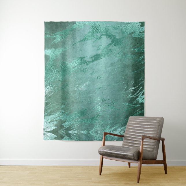 Molten Jade | Emerald Green Luxury Marble Backdrop Tapestry (In Situ)