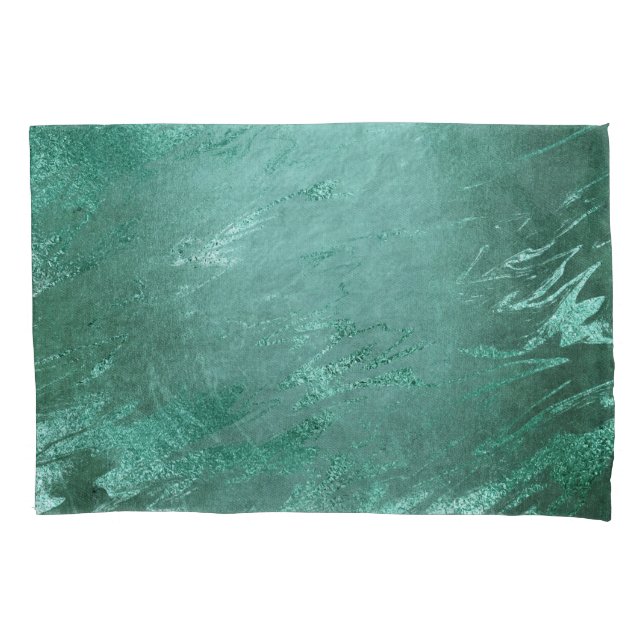 Molten Jade | Emerald Green Luxury Marble Pillowcase (Front)