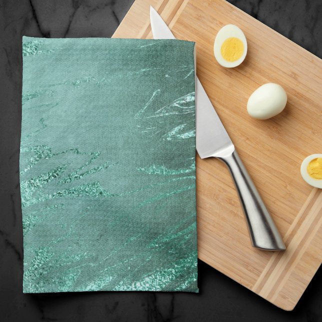 Molten Jade | Emerald Green Luxury Marble Tea Towel (Creator Uploaded)